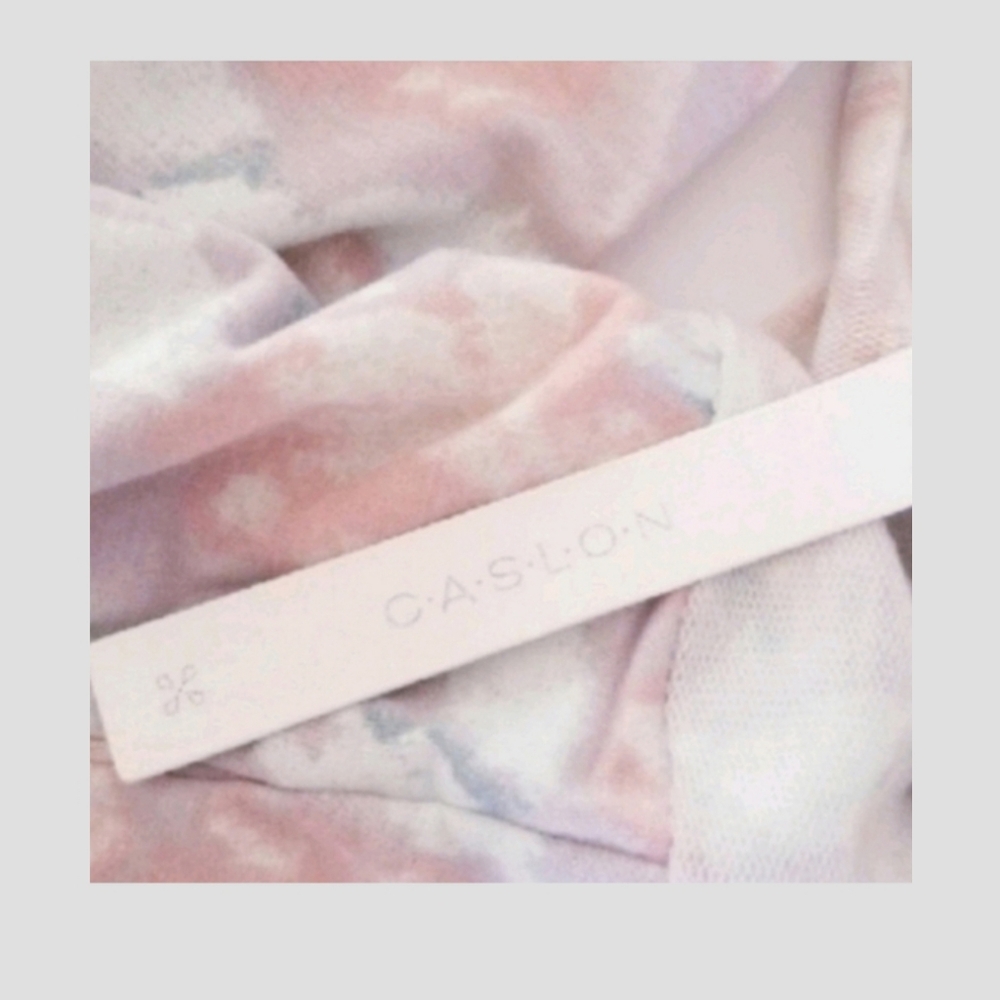 Caslon Soft Fleece Hoodie Sweatshirt High Low Gray & Pink Medium - Picture 2 of 8
